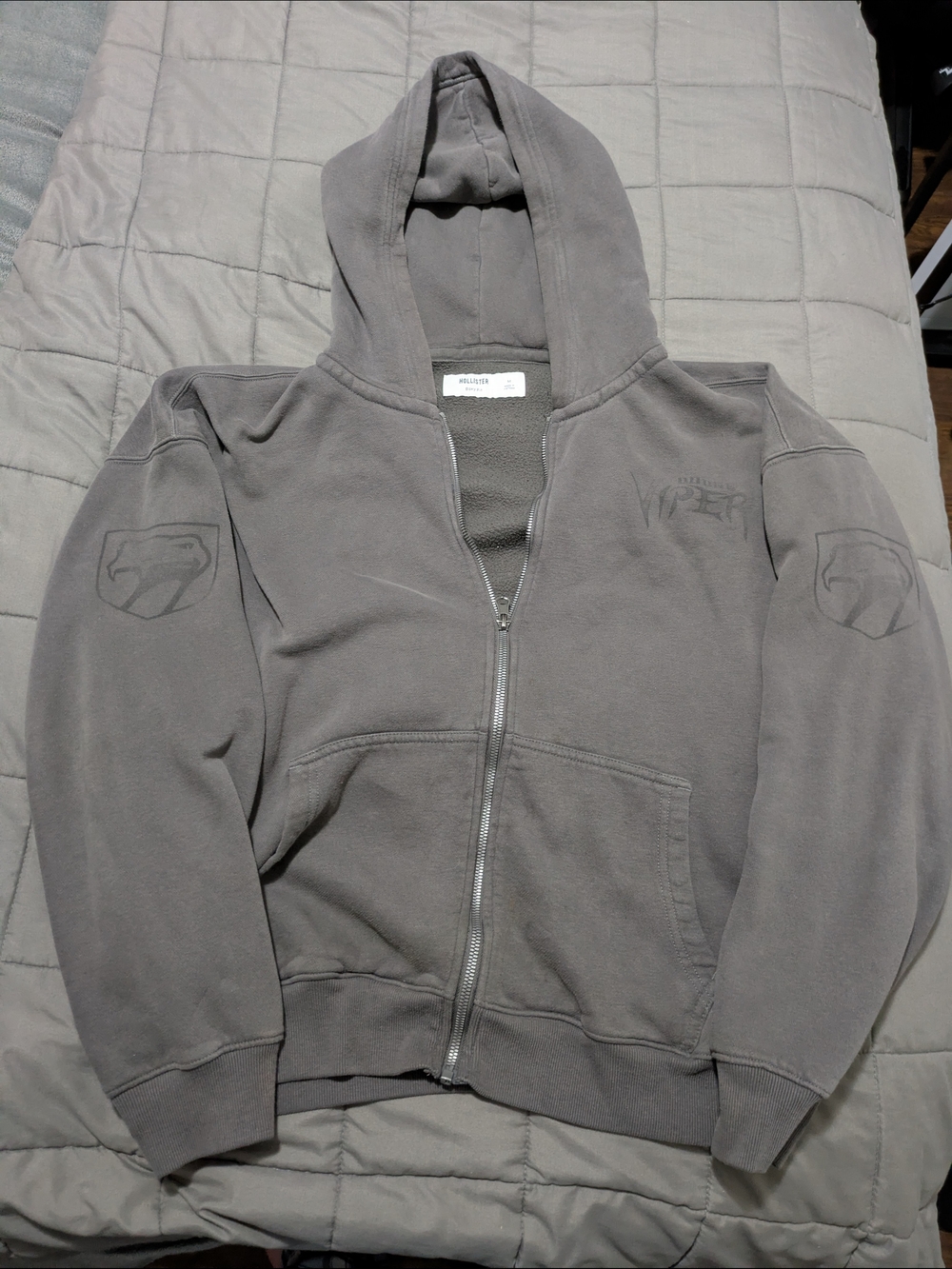 Hooded Hollister Zip-Up Sweater in Gray - Picture 1 of 5